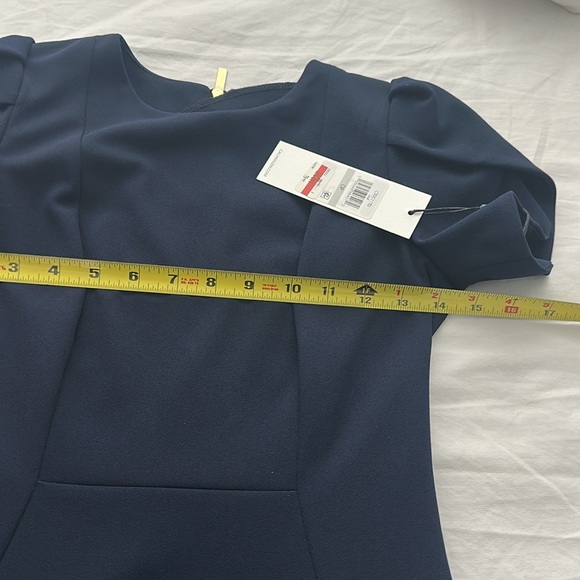 Calvin Klein Tulip-Sleeve Sheath Knee length Dress in Navy Blue Size Petite 0 - Picture 13 of 15